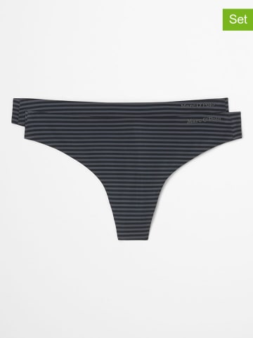 Marc O´Polo Bodywear Stringi (2 pary) w kolorze antracytowo-czarnym