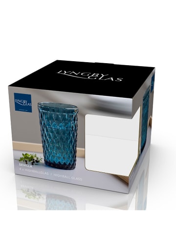 Lyngby Glas Szklanki (4 szt.) "Sevilla" w kolorze niebieskim - 340 ml
