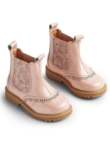 Wheat Leren chelseaboots lichtroze