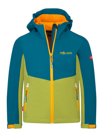 Trollkids Softshelljacke "Kristiansand" in Grün/ Blau/ Orange