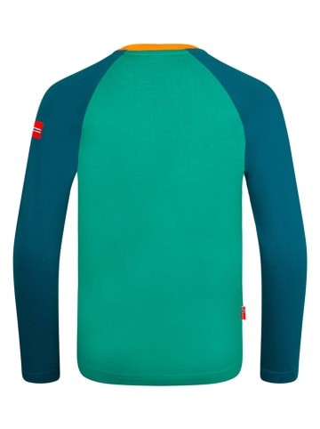 Trollkids Longsleeve "Preikestolen" in Grün/ Blau