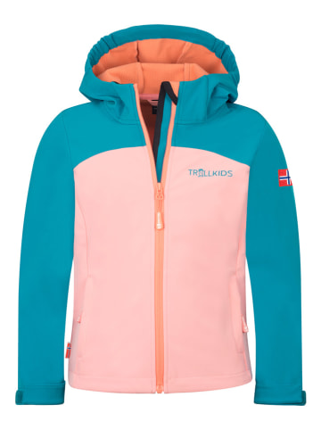 Trollkids Softshelljas "Kristiansand" lichtroze/blauw/oranje