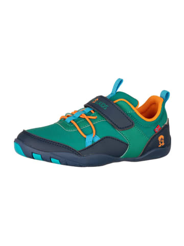 Trollkids Barfuß-Wanderschuhe "Skaland" in Grün/ Dunkelblau/ Orange