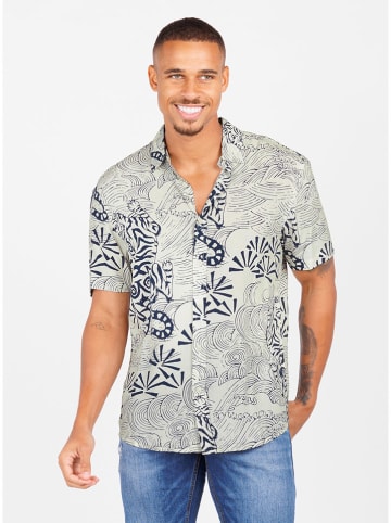 KEY LARGO Hemd "Resort" in Creme/ Dunkelblau