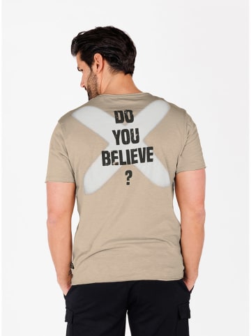 KEY LARGO Koszulka "Believe" w kolorze beżowym