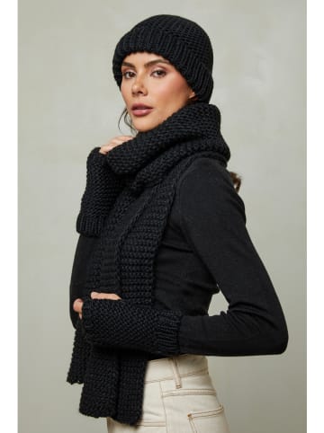 Soft Cashmere 3-delige set: muts, sjaal en wanten zwart
