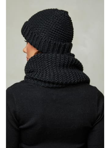 Soft Cashmere 3tlg. Set: Mütze, Schal und Fäustlinge in Schwarz