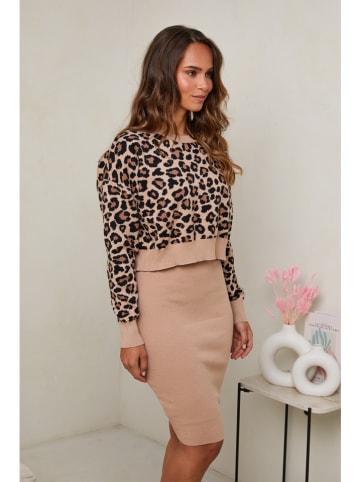 Soft Cashmere 2-delige outfit lichtbruin/zwart