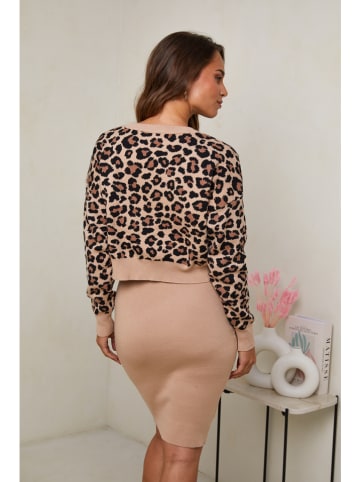 Soft Cashmere 2-delige outfit lichtbruin/zwart
