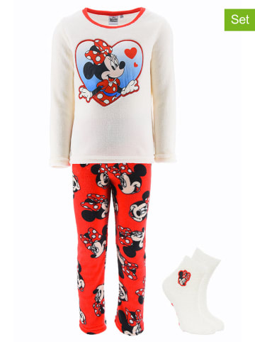 Disney Minnie Mouse 2tlg. Set: Pyjama und Socken "Minnie" in Creme/ Rot