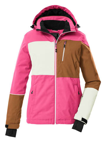 Killtec Ski-/ Snowboardjacke in Pink/ Weiß/ Hellbraun