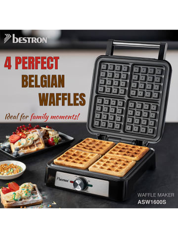 bESTRON Waffeleisen "ASW1600S" in Schwarz/ Silber
