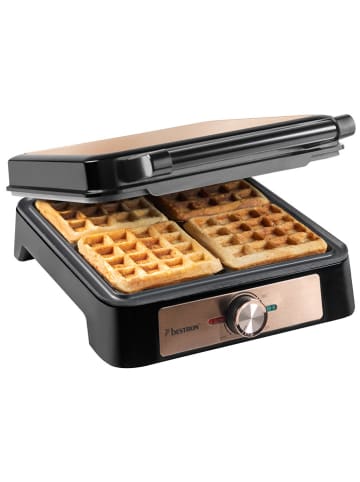 bESTRON Waffeleisen "ASW1600CO" in Schwarz/ Kupfer