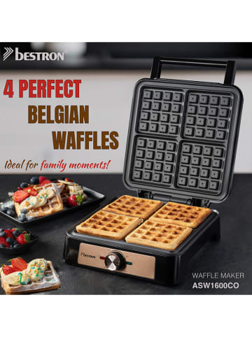 bESTRON Waffeleisen "ASW1600CO" in Schwarz/ Kupfer
