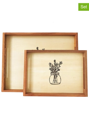 Violeta Home 2er-Set: Tabletts in Beige