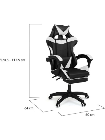 IDOMYA Essentials Krzesło biurowe w kolorze biało-czarnym - 60 x 117,5 x 64 cm