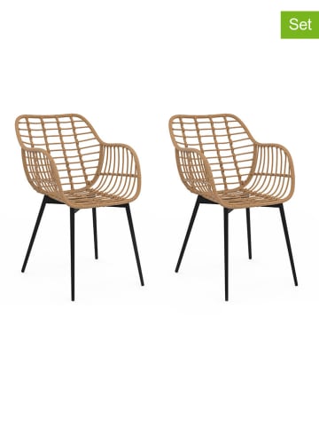 IDOMYA Essentials 2er-Set: Sessel "Cuba" in Hellbraun/ Schwarz - (B)51 x (H)80 cm