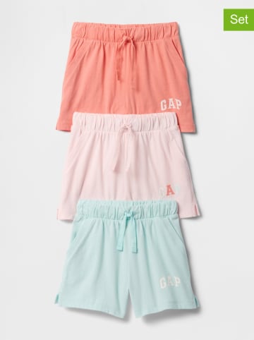 GAP 3-delige set: sweatshorts lichtblauw/lichtroze/oranje