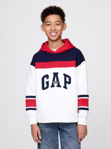 GAP Hoodie in Weiß/ Dunkelblau/ Rot