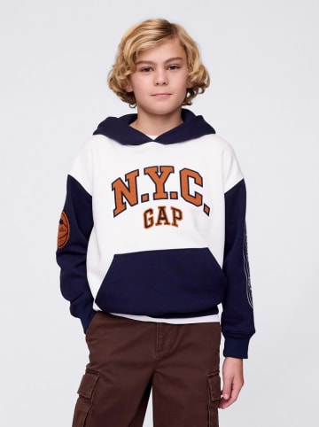 GAP Hoodie in Weiß/ Dunkelblau/ Orange