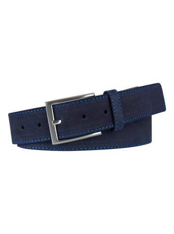 Michaelis Leren riem donkerblauw