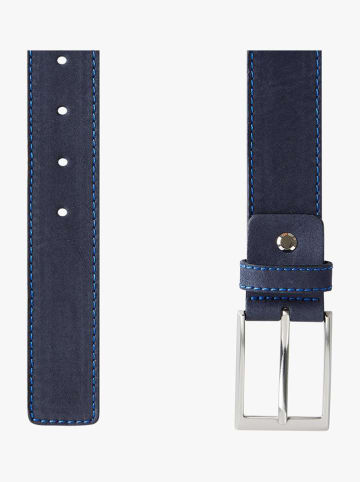 Michaelis Leren riem donkerblauw