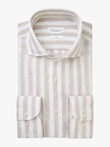 PROFUOMO Hemd in Beige/ Weiß