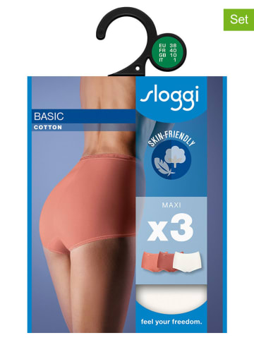 Sloggi 3er-Set: Taillenpantys in Apricot/ Rotbraun/ Weiß