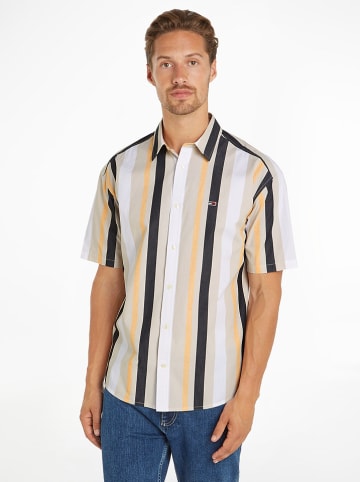 TOMMY JEANS Hemd in Creme/ Schwarz/ Weiß