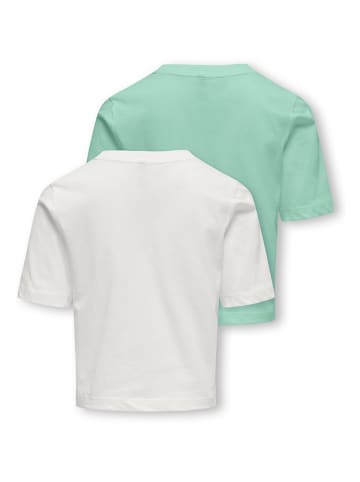 KIDS ONLY 2er-Set: Shirts in Grün/ Weiß