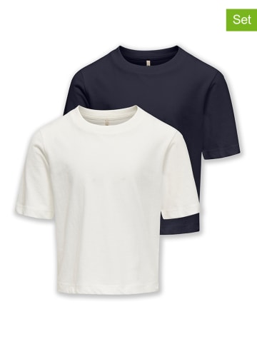 KIDS ONLY 2er-Set: Shirts in Weiß/ Dunkelblau
