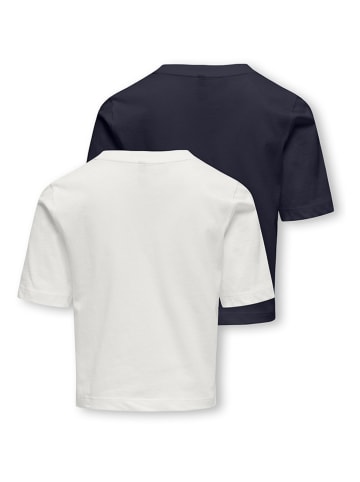 KIDS ONLY 2er-Set: Shirts in Weiß/ Dunkelblau