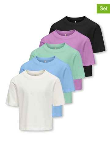 KIDS ONLY 5er-Set: Shirts in Weiß/ Schwarz/ Hellblau