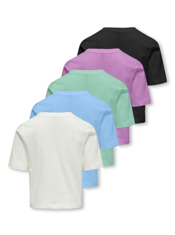 KIDS ONLY 5er-Set: Shirts in Weiß/ Schwarz/ Hellblau