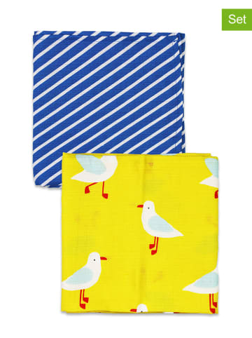 Toby Tiger 2er-Set: Spucktücher "Yellow Seagu" in Blau/ Gelb
