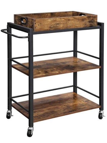 SONGMICS Keukentrolley bruin/zwart - (B)65 x (H)86 x (D)40 cm