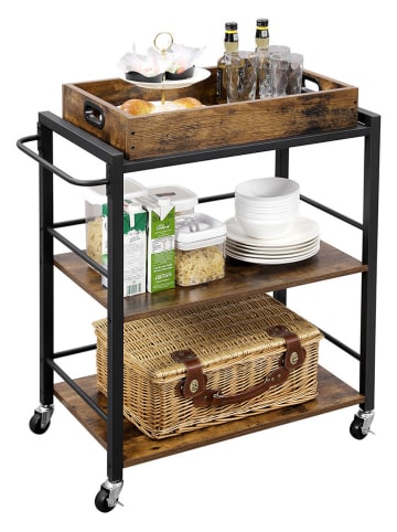 SONGMICS Keukentrolley bruin/zwart - (B)65 x (H)86 x (D)40 cm