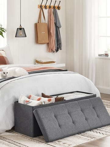 Songmics Ławka w kolorze szarym ze schowkiem - 110 x 38 x 38 cm