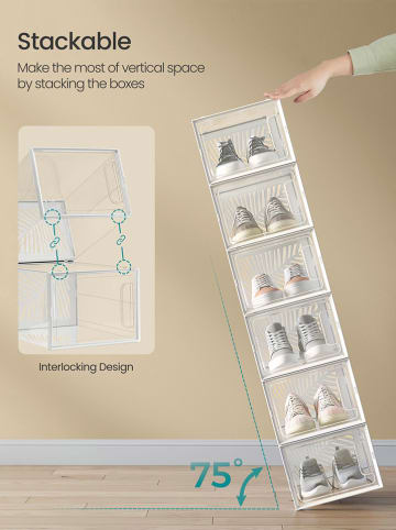 Songmics 12er-Set: Schuhboxen in Transparent - (B)35 x (H)19 x (T)25,5 cm