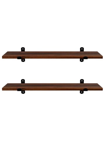 SONGMICS Regały ścienne (2 szt.) w kolorze brązowo-czarnym - 60 x 7 x 20 cm