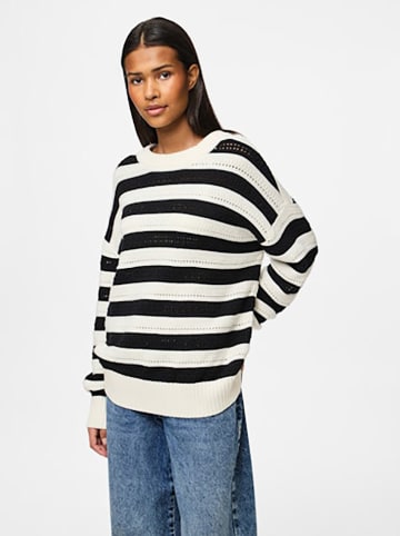 Pieces Pullover in Schwarz/ Weiß