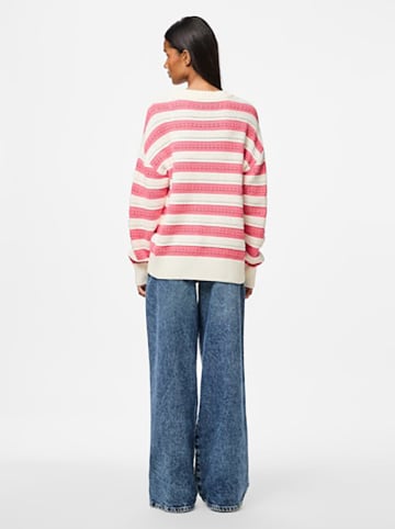 Pieces Pullover in Weiß/ Rosa