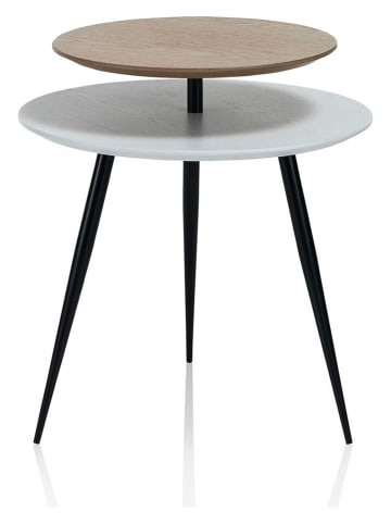 TFT Home Salontafel "Martino" lichtbruin/wit - (H)55,5 x Ø 50 cm