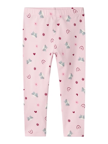 name it Legginsy "Biline" w kolorze jasnoróżowym ze wzorem