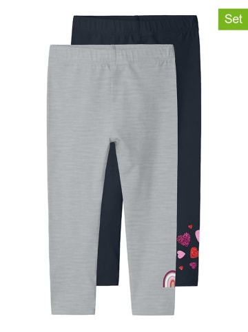 name it 2er-Set: Leggings "Biline" in Grau/ Dunkelblau