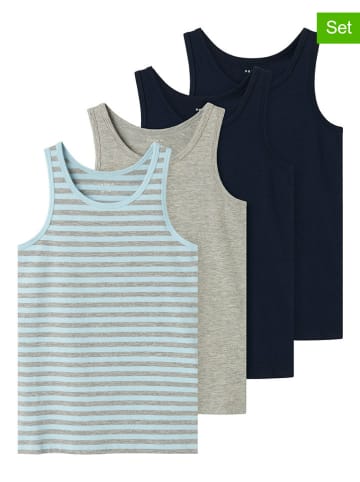 name it 3er-Set: Unterhemden "Tank" in Blau/ Dunkelblau/ Grau