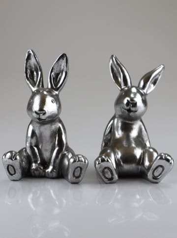 AM Design Dekofigur ''Hase'' in Silber - (B)15 x (H)21,4 x (T)13,7 cm