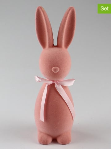 AM Design 2er-Set: Dekofiguren ''Hase'' in Rosa - (B)5,5 x (H)18 x (T)5 cm