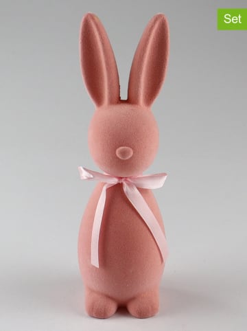 AM Design 2er-Set: Dekofiguren ''Hase'' in Rosa - (B)7 x (H)23 x (T)6 cm