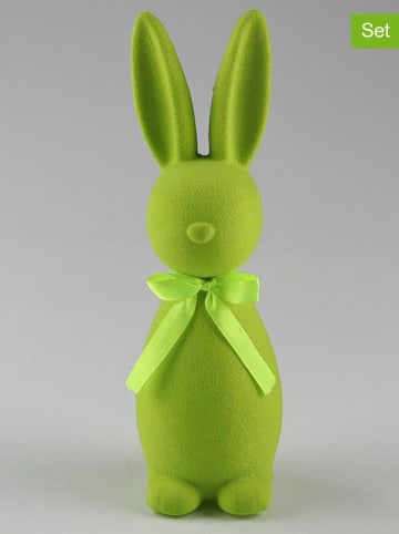 AM Design 2-delige set: decoratieve figuren "Konijn" groen - (B)7 x (H)23 x (D)6 cm